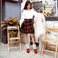 thumbnail image 2 of Botas cortas para mujer, invierno, tacones altos, ante de pelo, escenario, estilo navideño 37, 2 of 8
