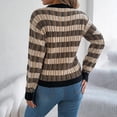 thumbnail image 4 of Fall Womens Sweaters Classic Argyle Striped Knitted Pullover Casual Long Sleeve Crew Neck Vintage Preppy Style Sweater, 4 of 6