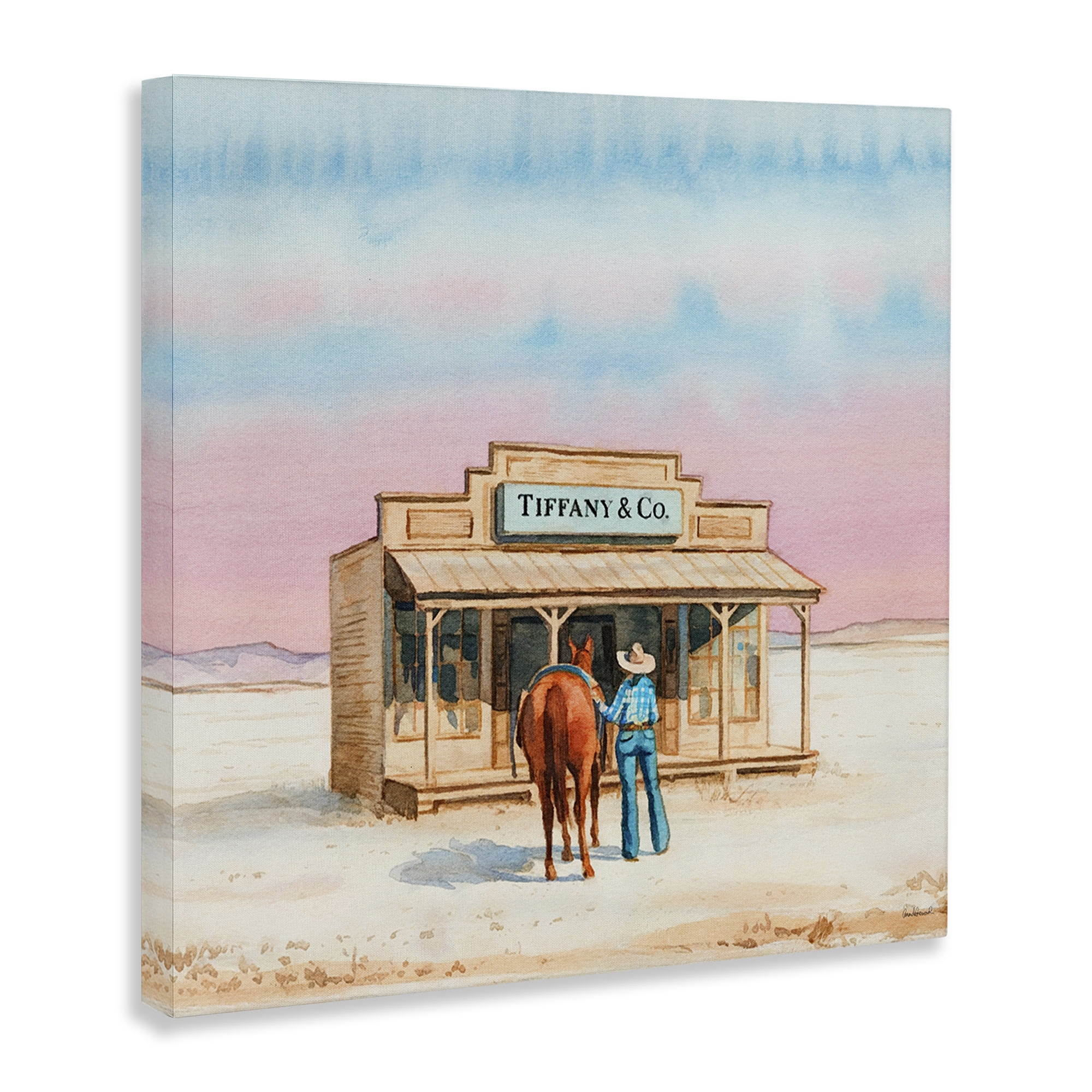 Stupell Industries Fashionista Cowgirl in Desert Fashion Painting Wrapped Canvas Art Print Wall Art, 24 x 24
