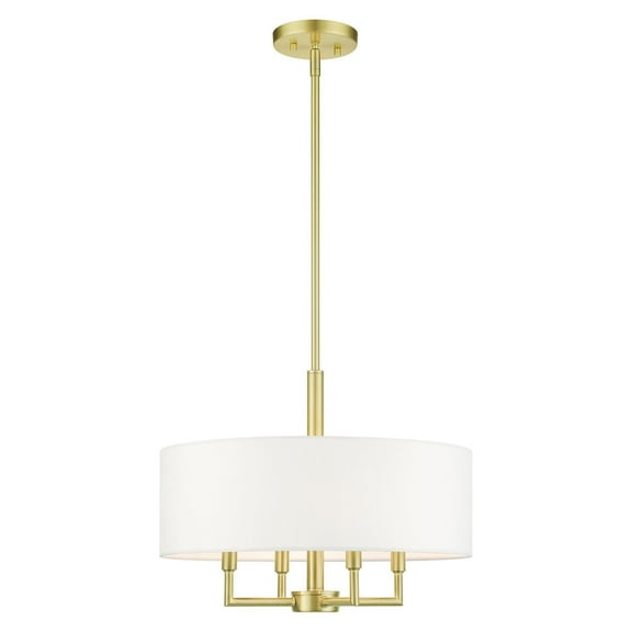 49374-12 Livex Lighting Meridian - 4 Light Pendant in Modern Style - 18 Inches wide by 16.5 Inches high-Satin Brass Finish    -Traditional