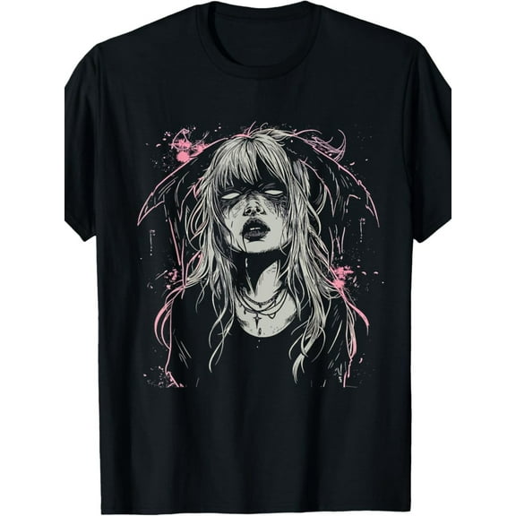 EWH Gothic Devil Girl Anime T-Shirt, 100% cotton, machine washable, Men'S and women'S T-shirts, Gifts for men'S and women'S Mom and Dad friends, S-XXXL, black