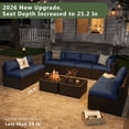 thumbnail image 4 of Aoxun 10 Piece Patio Furniture Set Wicker Rattan Patio Sectional Sofa Set Outdoor Seating Furniture with Thickened Cushion, Navy Blue, 4 of 6