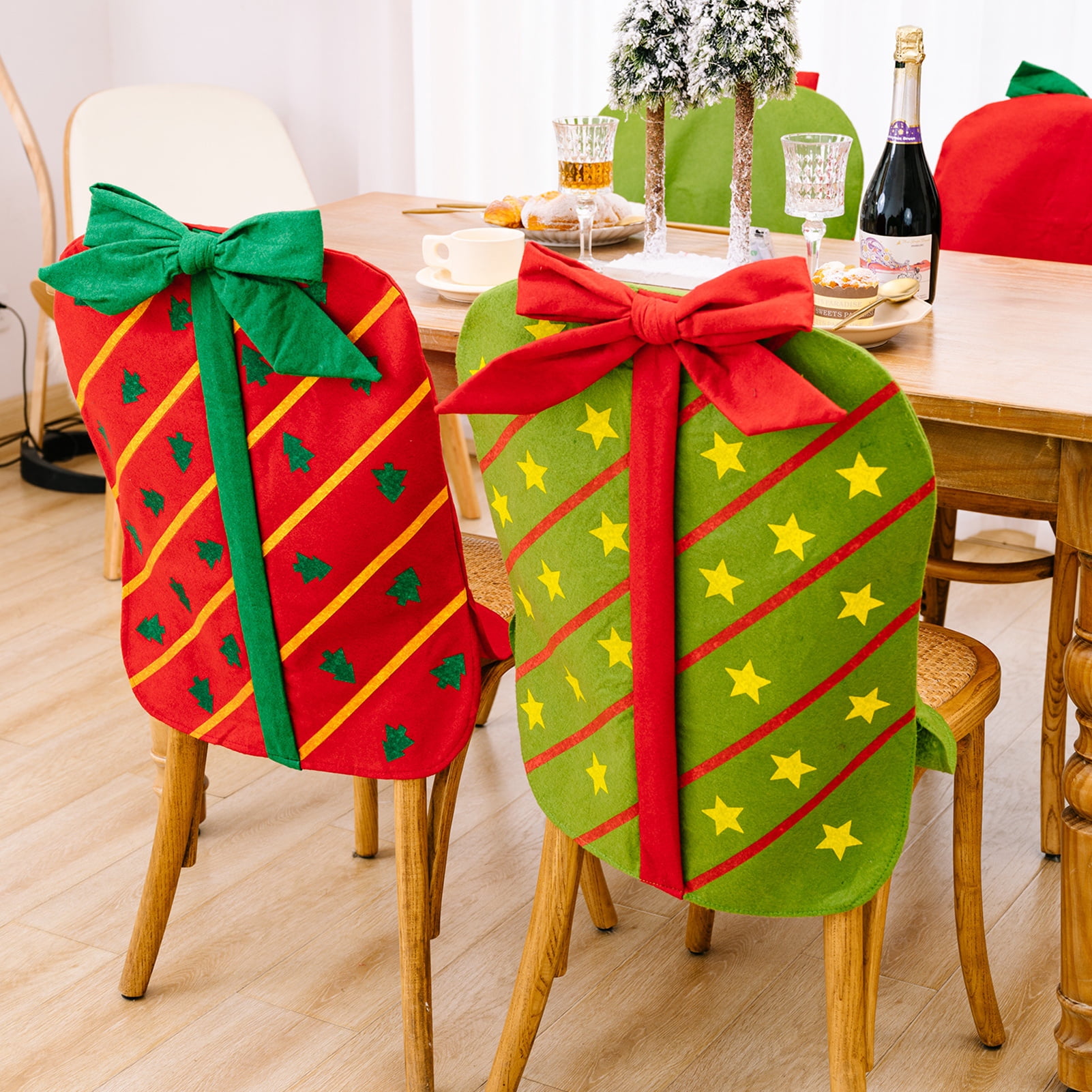 DGROEE Christmas Dining Chair Covers Slipcovers, Chair Seat Back