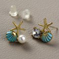 thumbnail image 1 of Pendientes de tuerca de concha de estrella de mar a la moda para mujeres y niñas, pendientes pequeños de perlas de imitación de estrella de mar, accesorios de joyería para bodas y banquetes Gao Jinjia LED, 1 of 2