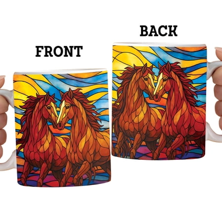 Lotusprinthandmade Couple Horse Colorful Ceramic Mug (11oz)