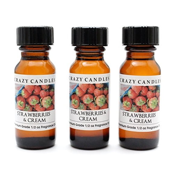 Strawberries and Cream 3 Bottles 1/2 Fl Oz Each 15ml Premium Grade Scented Fragrance Oil By Crazy Candles