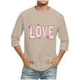 thumbnail image 2 of Jinhomg Love Graphic Tees for Men 2025 Trendy Valentine's Day T-Shirts Big and Tall Comfy 3/4 Sleeve Crew Neck Holiday Tops Couple Gifts 2025 Saving Khaki XXXL, 2 of 5