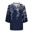thumbnail image 4 of Xuyuer Women's 3/4 Length Sleeve Tops V Neck Casual Vacation Loose Fit S-5XL Ruffle Cuffs Shirts Dressy Flowy Tunic Tops Hawaiian Shirts Summer Floral Printed Shirt Casual Soft Tunic Tops, 4 of 5