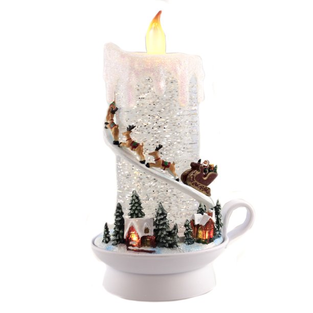 Christmas Santa Sleigh Swirl Led Candle Plastic Glowing Village 133293