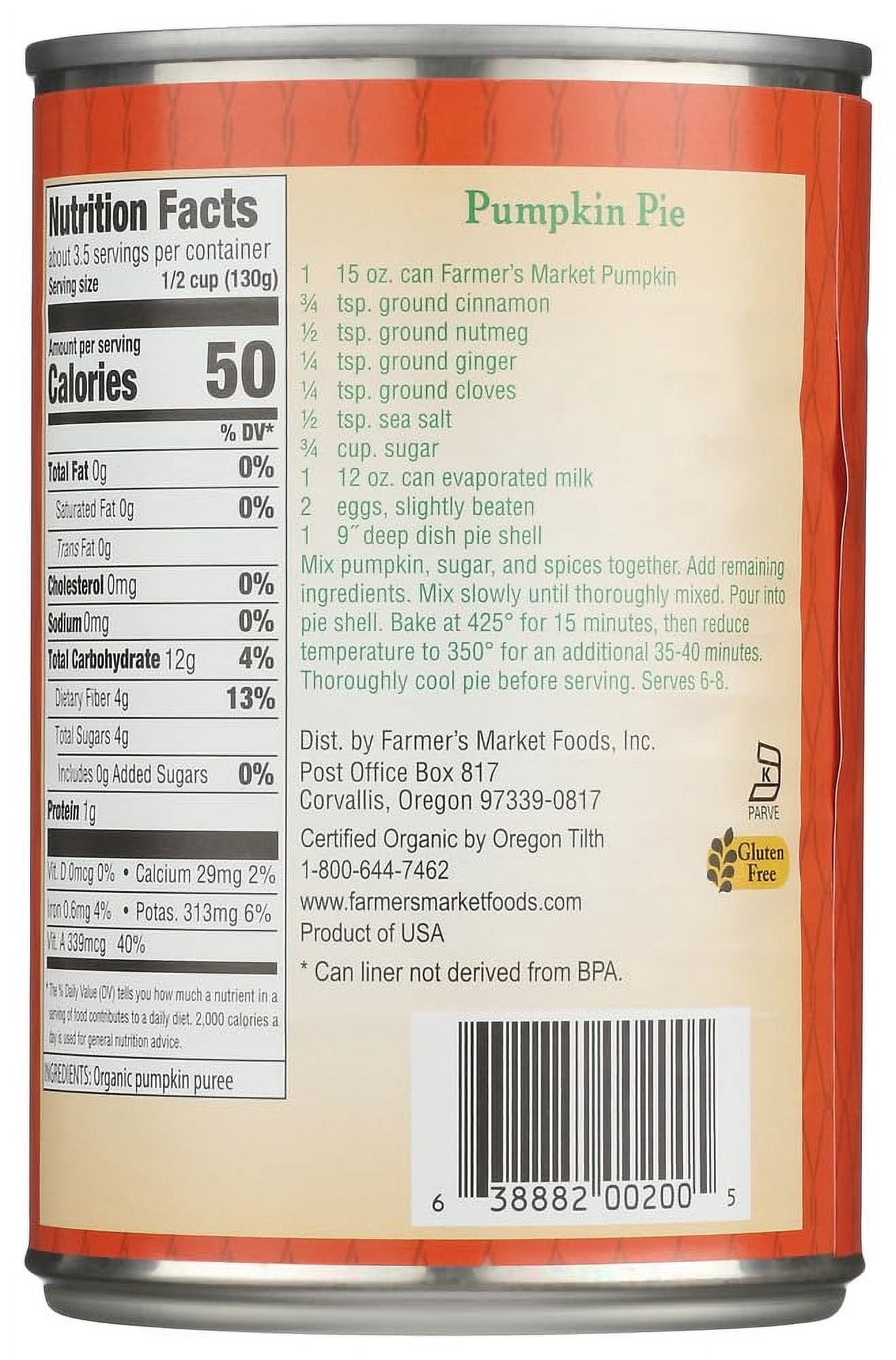 FARMERS MARKET FOODS PUMPKIN ORG 15 OZ - Pack of 12