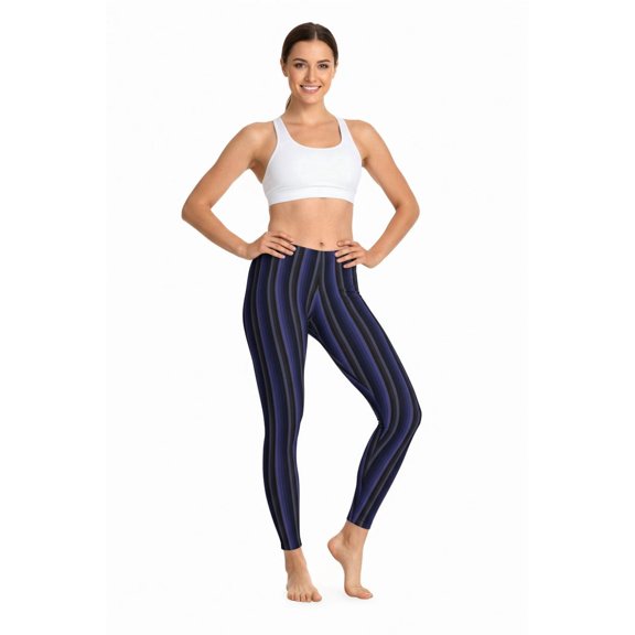 Abstract Print Poly Span Leggings Women's Art Designed Mid Waist Stripes Sports Yoga Pants 21