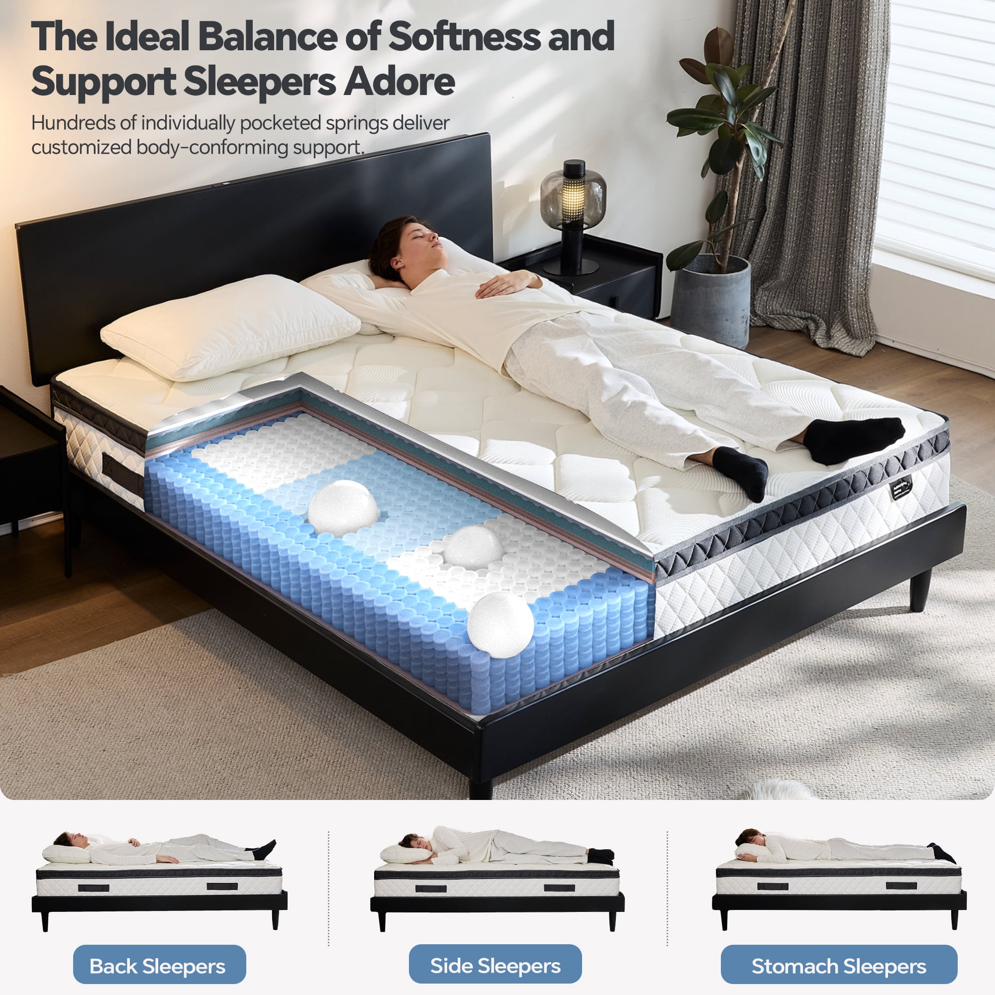Blinddarm 10 Inch Twin Hybrid Memory Foam Mattress, Medium Firmness, Mattress in A Box, CertiPUR-US