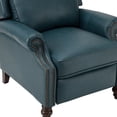 thumbnail image 6 of Genuine Leather Manual Recliner, Wingback Push Back Recliner with Solid Wood Legs, Turquoise, 6 of 10