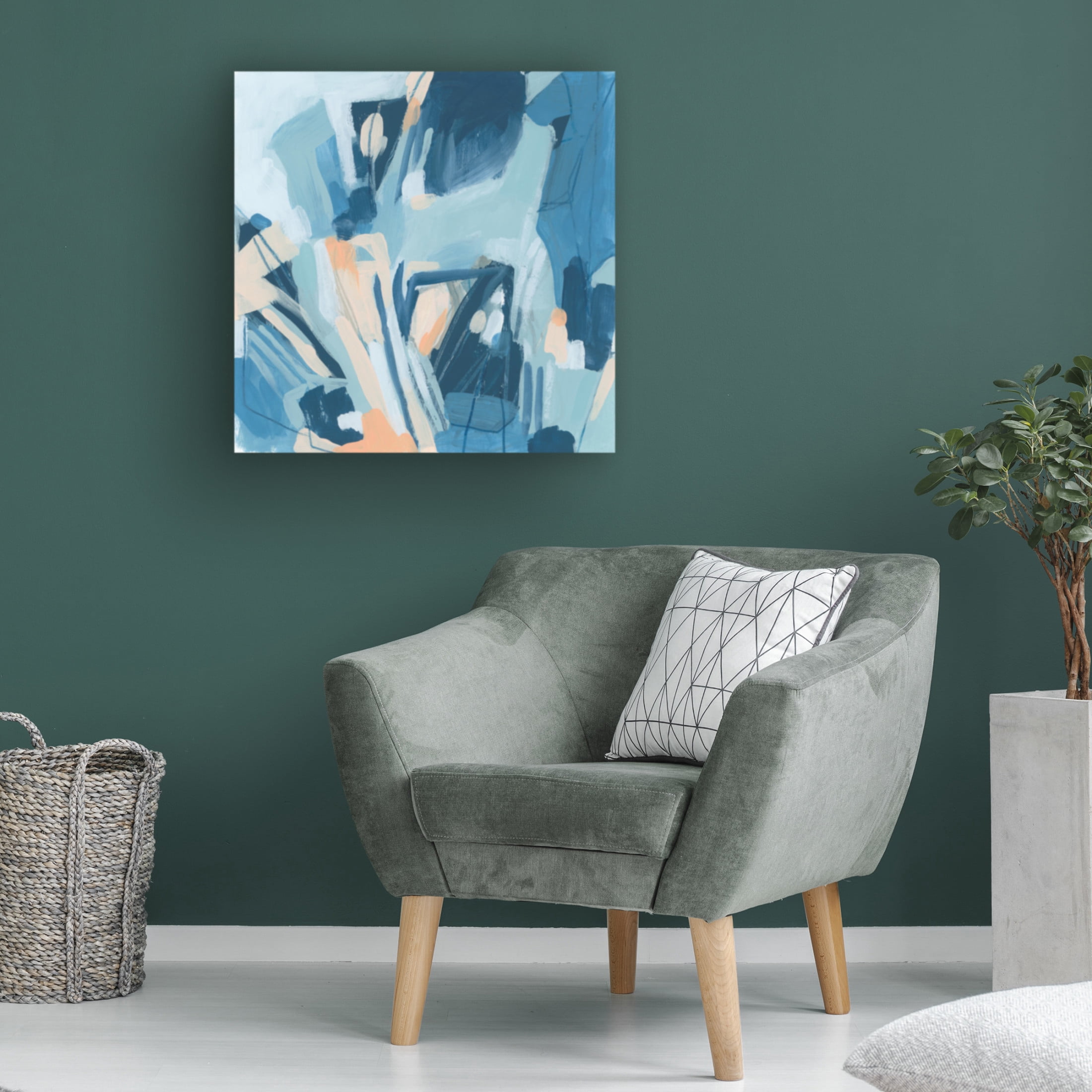 Canvas Wall Art - June Erica Vess 'Blue Elipses II' Wall Art for Living Room, Bedroom, or Office Décor by Trademark Fine Art - 14 x 14 Inches