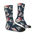 thumbnail image 2 of Goofa Sailboat And Wave Printed Men's Crew Socks, Soft Durable Breathable Moisture-Wicking with Odor Control Cotton socks, 2 of 9