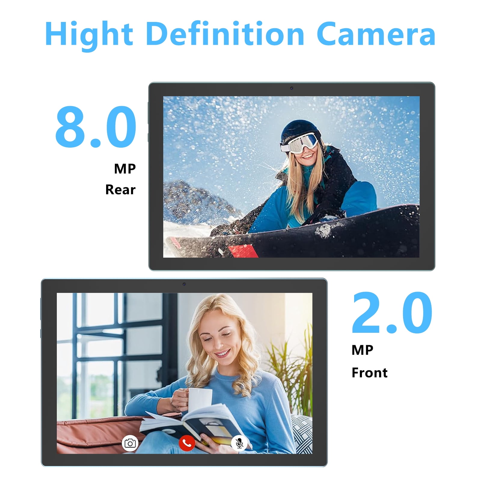 Android 15 Tablet 10 inch Tablets with Case, 12GB RAM + 64GB ROM (Expand to 1TB), Quad Core Processor Tablets, 5G WiFi 6, BT5.0, 1280x800 IPS Touch Screen, 6000mAh Battery, 8MP Dual Camera, Blue