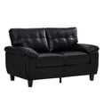 thumbnail image 2 of 59" Loveseat Modern Design Faux Leather Couch, Living Room Sofa with Storage, Big Armrest Sofa, Upholstered Breathable PU Leather Sofa (Black), 2 of 11