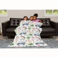 thumbnail image 2 of Soft & Cozy Farm Animal Flannel Youngsters Blanket - Adorable Pig, Cow, Sheep, Chicken Design with Blue Tractor & Flowers - Perfect Nursery Gift for Boys & Girls, 2 of 5
