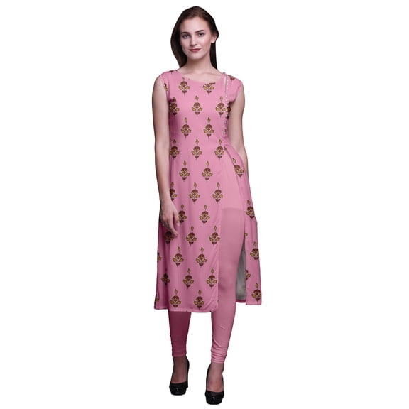 Bimba Printed Straight Tunic DressesÃ‚Â&nbsp;ForÃ‚Â&nbsp;Women Sleeveless Side Slit Kurti
