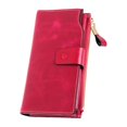 thumbnail image 1 of Guardurnaity Monedero de cuero para mujer, portátil, con varias ranuras, plegable, de repuesto, largo, Rectangular, para mujer, Notecase, regalo de Carteras Rosa roja, 1 of 6