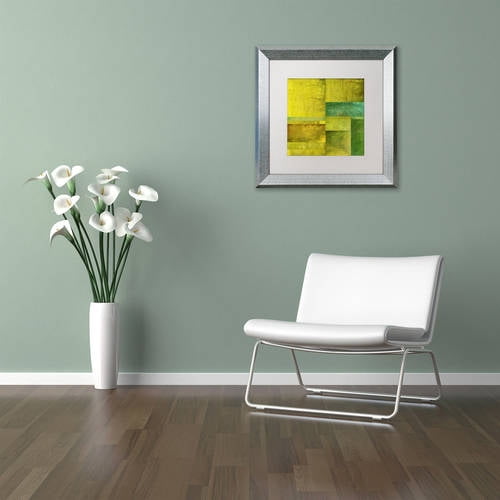 Trademark Fine Art "Essence of Green" Canvas Art by Michelle Calkins, White Matte, Silver Frame