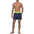thumbnail image 2 of Unique Bargains Men's Holiday Solid Elastic Waist Side Pockets Beach Shorts 28 Dark Blue, 2 of 5
