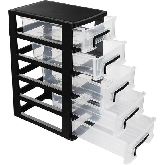 FRCOLOR Black Storage Cabinet with Drawers for Small Items Organization