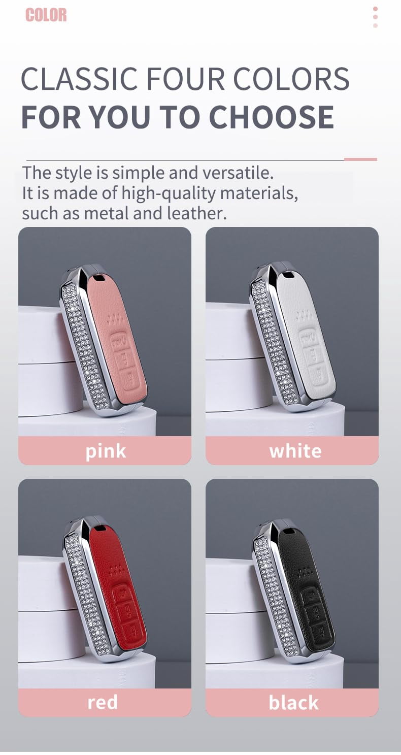 2 Button Key Fob Cover for Honda CR-V Odyssey Jade Accord Crider Civic Pilot HRV Vezel XRV Crosstour Spirior Smart Key Case Accessories Key Holder Cover-Leather Keychain