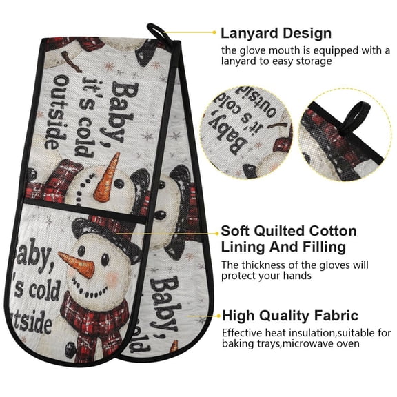 BZSMCE Oven Mitts Adorable Smiled Snowman Pattern Creative Pattern Resistant Kitchen Gloves