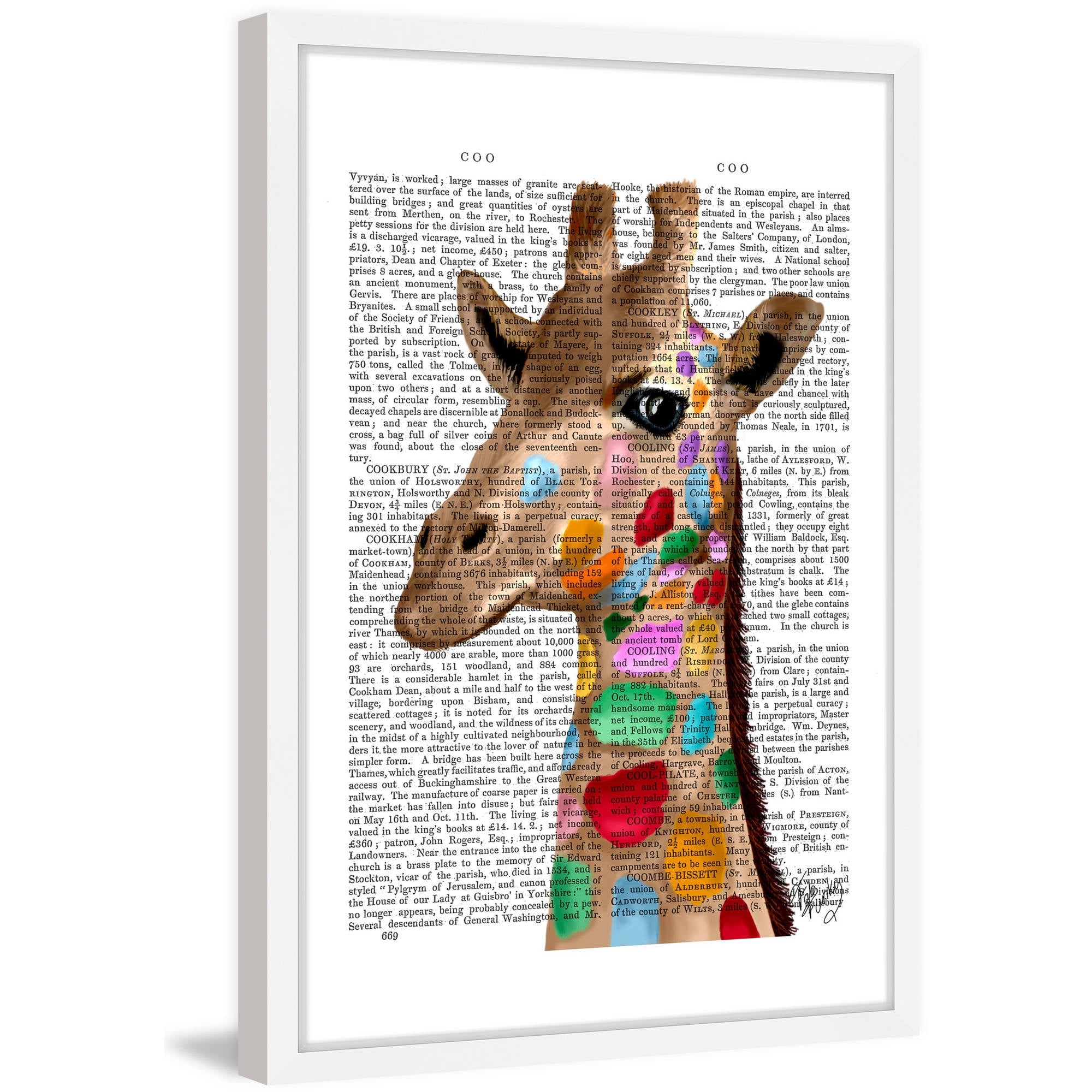 Marmont Hill "Multicoloured Giraffe" Framed Painting Print