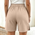 thumbnail image 5 of Women's Solid Color Elastic Waist Shorts With Pockets, Polyester Casual Athletic Fit, Comfortable Stretchy Fabric, Everyday Summer Beach Outdoor Activewear, Womens | VerBelle,Khaki XL, 5 of 8