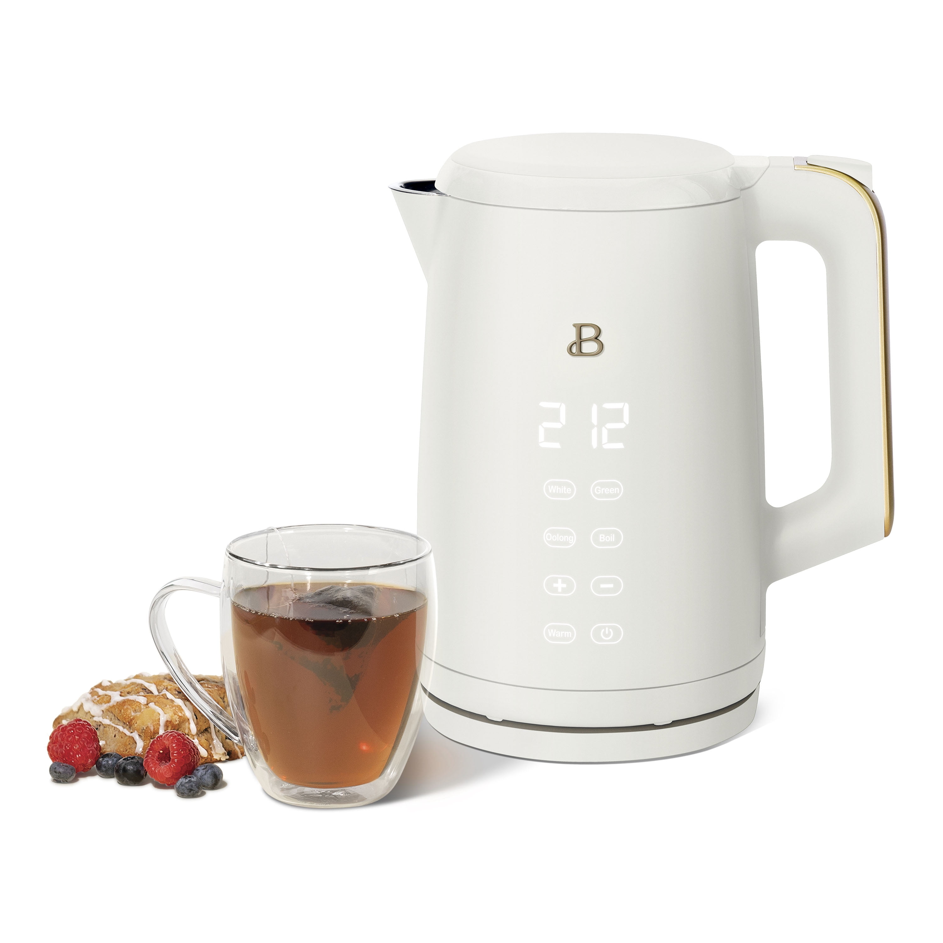 Beautiful 1.7L One-Touch Electric Kettle, White Icing by Drew Barrymore