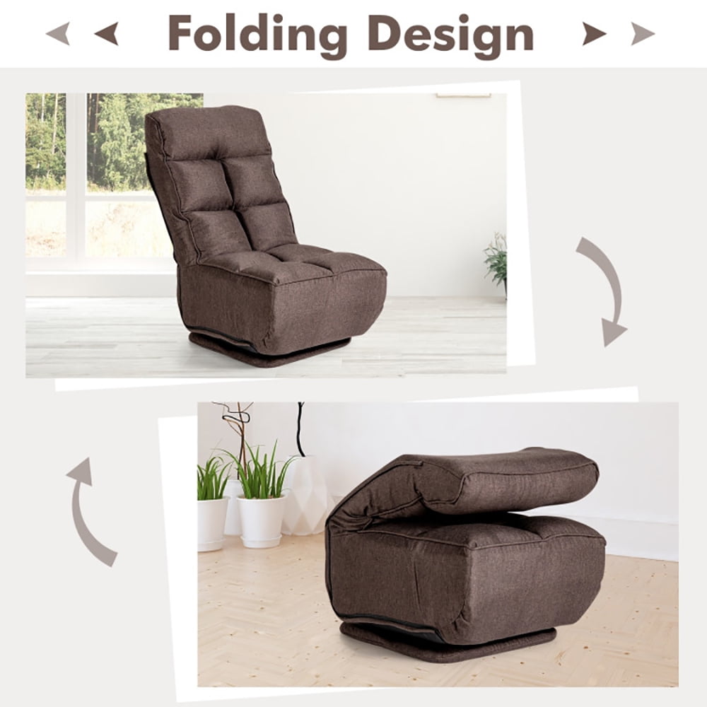 Finihen Swivel Folding Lazy Sofa Chair, Floor Chair, 360-Degree Swivel Folding Floor Chair with 6 Adjustable Positions, for Living Room, Bedroom, for Gaming, Reading, Coffee