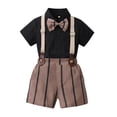 thumbnail image 2 of Letdown Toddler Boy Outfits Formal Suits: Dressy Short Sleeve Shirts with Bowtie Suspender Striped Shorts Pants Outfit Sets Summer Gentleman Wedding Outfits, 2 of 8