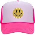 thumbnail image 1 of Sombrero de camionero con parte trasera de malla de espuma de corona alta de neón con estampado de lentejuelas y cara sonriente a la moda, para hombres y mujeres Sincero Electrónica, 1 of 5