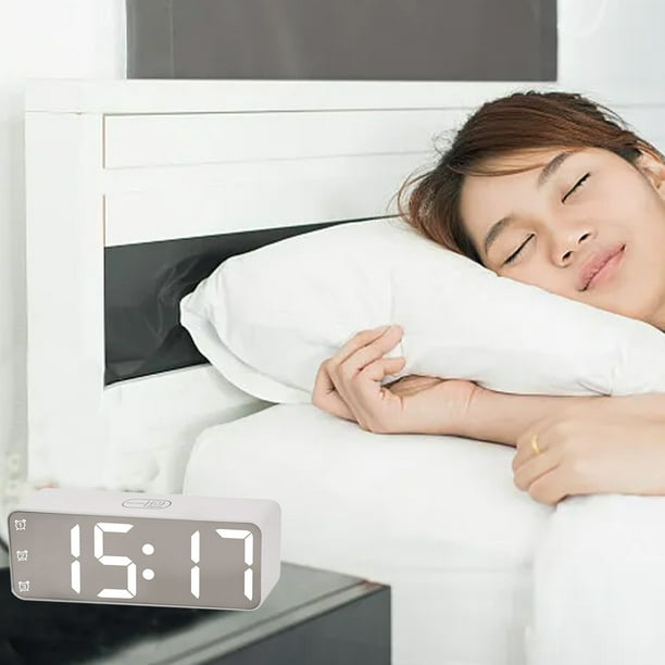 Réveil numérique intelligent de chevet, LED rouge, USB de voyage, horloge de bureau avec 12/24H, date, température, répétition pour chambre à coucher, noir  1503
