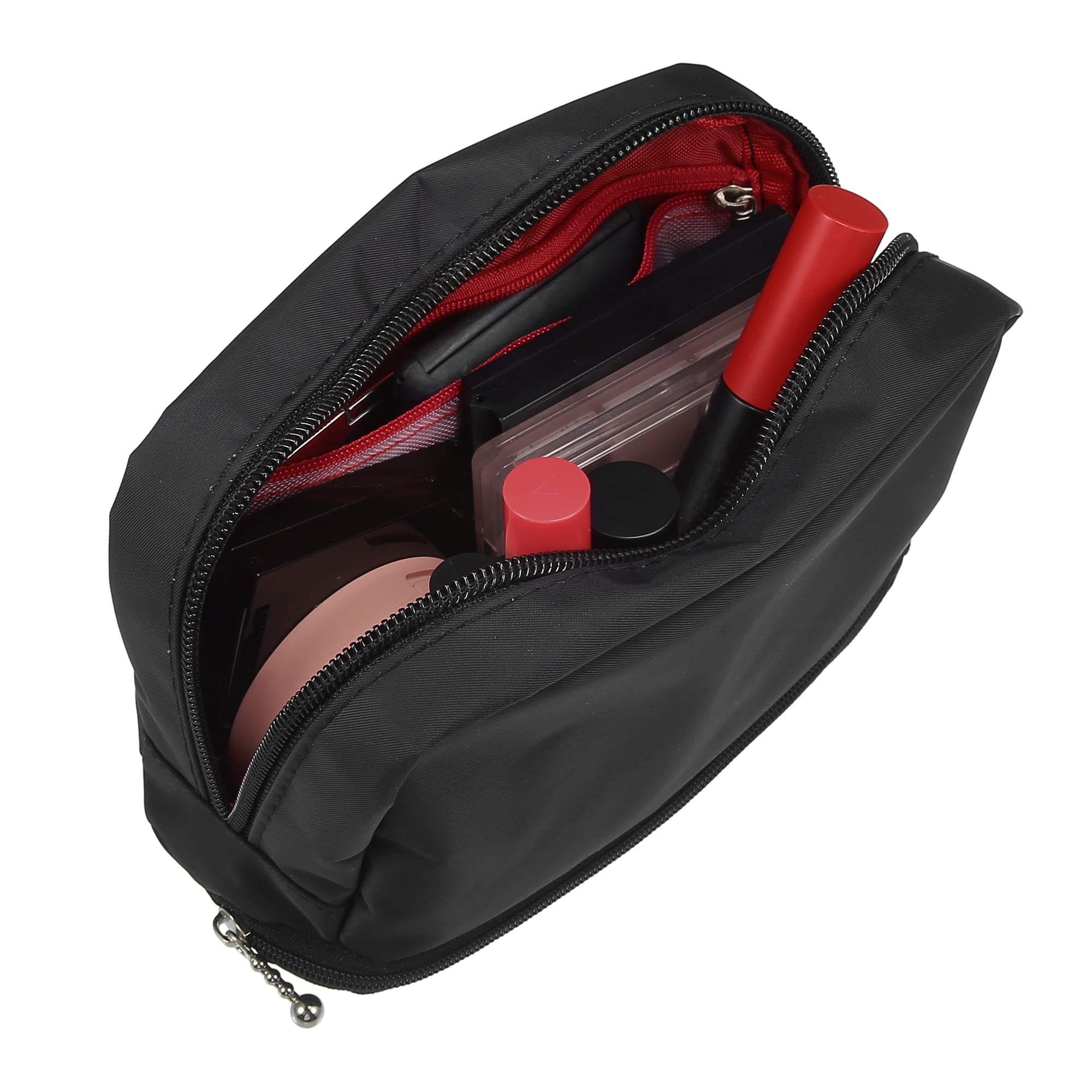 Unique Bargains Floral Makeup Bag Zipper Flower Cosmetic Pouch Black