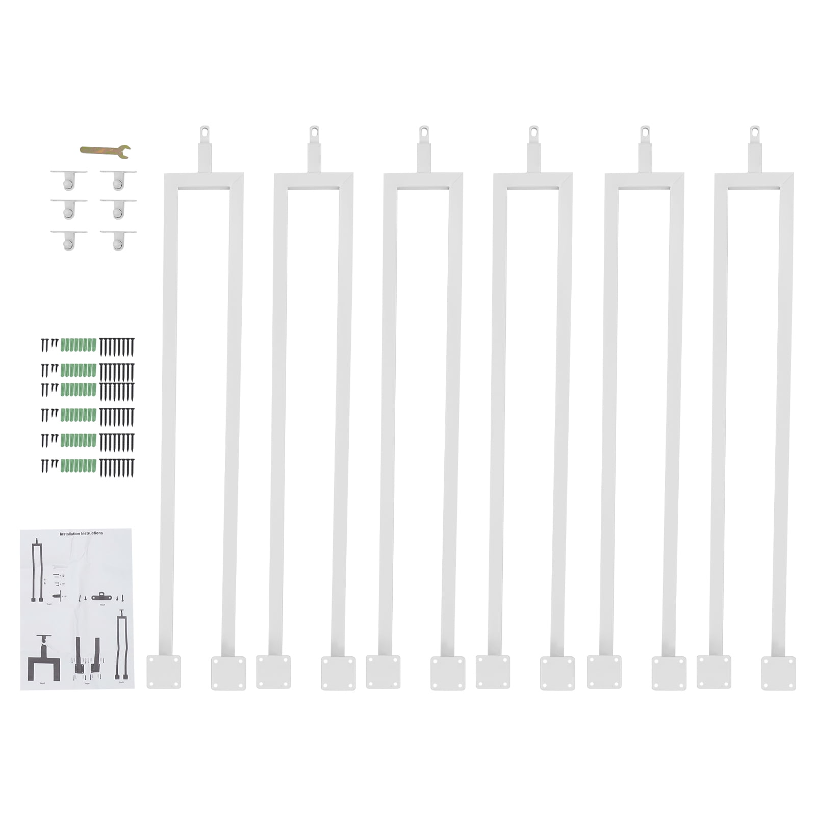 Premium Stair Guardrail Posts, 6pcs 39.37in U-Shape Posts, High-Temp Baked Paint Finish, 180° Flexible Bracket, Suitable for Villas/Hotels/Gardens