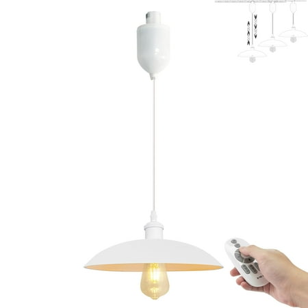 

FSLiving Adjustable Height H Type Track Lighting White Cupola Lamp Industrial Vintage Stytle E26 White Socket Smart Edison Bulbs 2200K-6500K Timer Pendant Light for Dinning Table - 1 Light