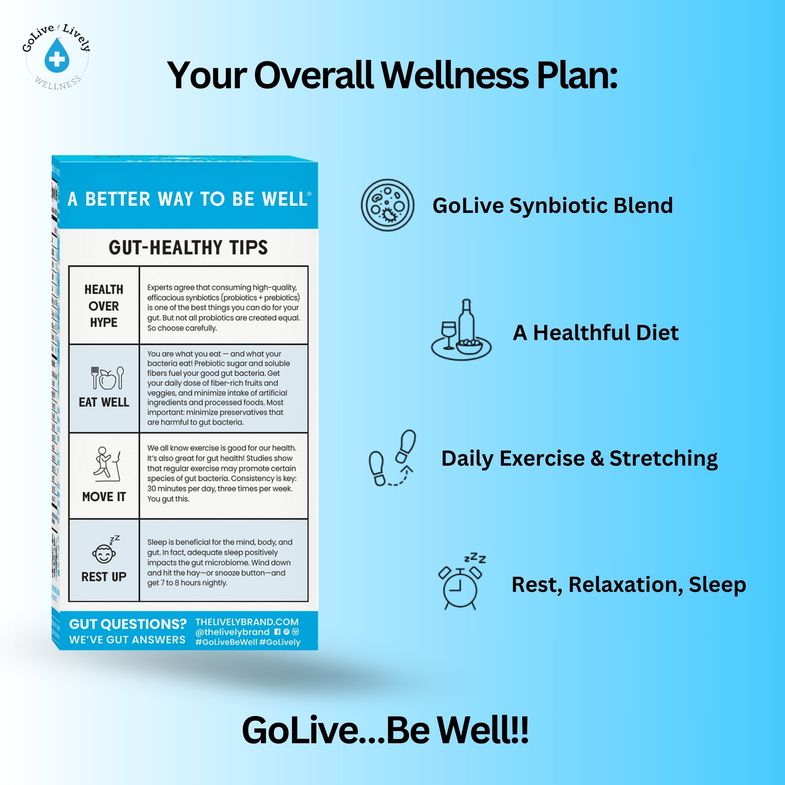 GoLive Prebiotic & Probiotic for Women, Men, Kids. Flavor-Free, Sugar-Free, Synbiotic Powder w/ GOS, L-Glutamine, Vitamin D3, Electrolytes. For Gut Health, Digestion, Metabolism, Immunity 15-50B CFUs