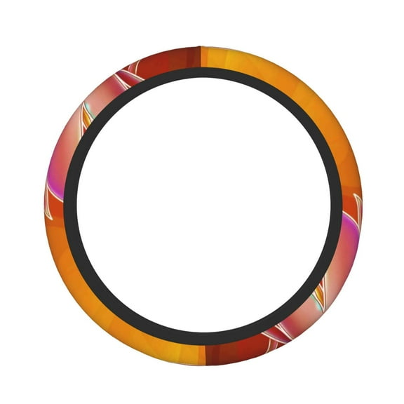 Naloa Orange Flower Psychedelic Elastic Steering Wheel Cover, Auto Steering Wheel Cover – 15 Inch , Comfortable Grip, Fit Suvs,Vans Cars,Trucks