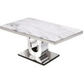 thumbnail image 3 of White Marble 7 piece Dining Set with Silver Stainless Steel Base, 3 of 4