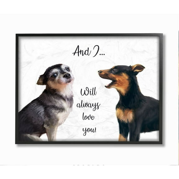 Stupell Industries Will Always Love You Quote Romantic Dog Serenade Framed Wall Art Design by Ziwei Li, 16" x 20", Black Framed