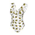 thumbnail image 4 of Yiaed Cute Little Bee Print Women's Ruffled One Piece Swimsuit V Neck Swimwear Slimming Monokini for Woman-X-Large, 4 of 8