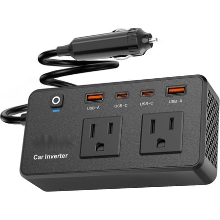 300W Portable Charger Car Power Inverters for Vehicle | 24W USB A/C,Dual 12V-110V AC Car Plug Adapter Outlet,Cigarette Lighter Adapter for Laptop/Camping/Road trip essentials