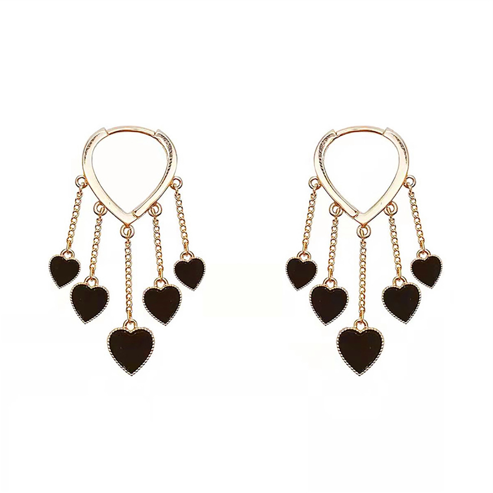 Apmemiss Wholesale Black Long Tassel Earrings,Long Love Shaped Tassel Earrings - image 1 of 1