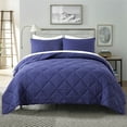 thumbnail image 1 of JML 3 Pieces Navy Queen Comforter Set, Soft Microfiber Bedding Set With 1 Comforter and 2 Pillow Cases Suit for All Seasons, 1 of 7