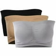 thumbnail image 5 of Double Layers Plus Size Strapless Bra Bandeau Tube Removable Padded Top Stretchy, 5 of 5