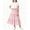 Pink, variant on Tween Girls 2 Piece Outfits Casual Short Sleeve Crewneck Bowknot T Shirt and Elastic High Waist Flowy Midi Skirt Summer Clothes Vacation Playwear Boutique Sets
