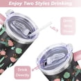 thumbnail image 5 of 40oz Watercolor Cactus Succulents Stainless Steel Flip Straw Tumbler Spill Proof Travel Cup Double Wall Vacuum Insulated Coffee Mug with Top Handle, 5 of 6